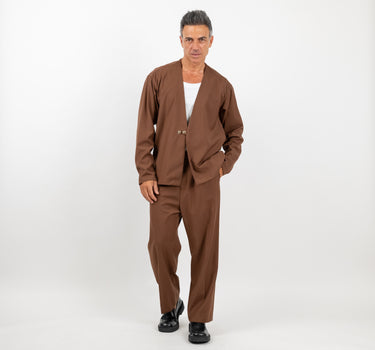 🔵Coordinato con giacca scollo a V e pantalone taglio dritto - Moro