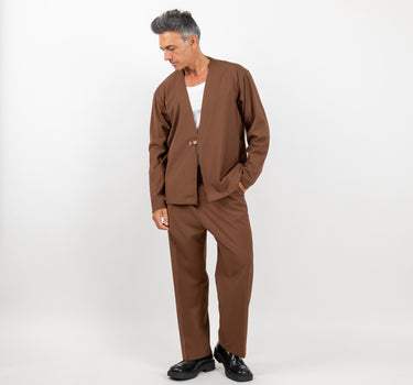 🔵Coordinato con giacca scollo a V e pantalone taglio dritto - Moro