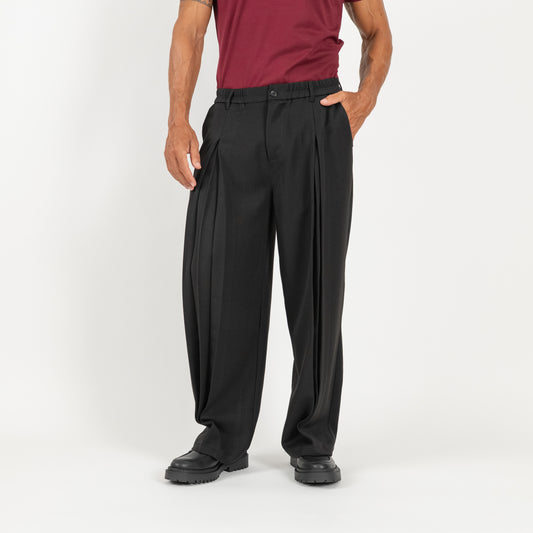 Pantalone con pinces frontali - Nero