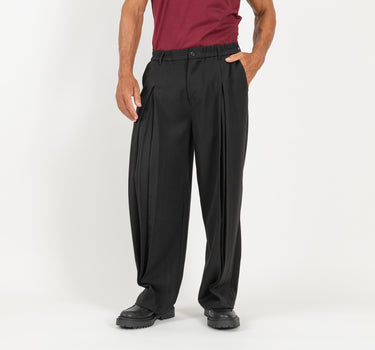 Pantalone con pinces frontali - Nero