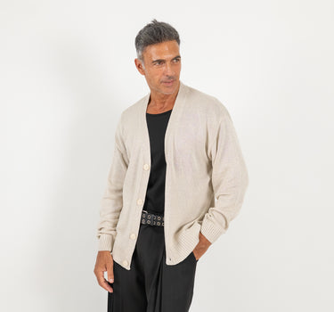 Cardigan in filo con bottoni - Beige