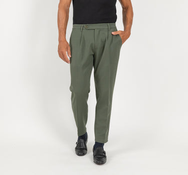 Pantalone classico con pinces - Verde Militare