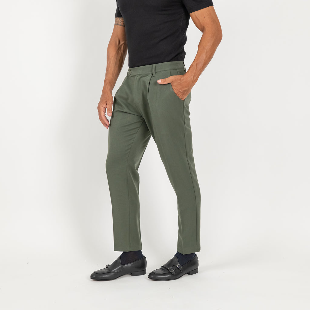Pantalone classico con pinces - Verde Militare