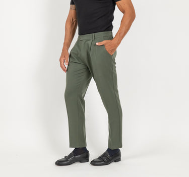 Pantalone classico con pinces - Verde Militare