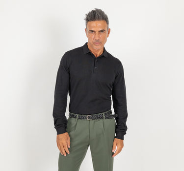 Polo in Filo a Manica lunga - Nero