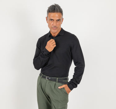 Polo in Filo a Manica lunga - Nero