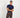 Maglia in filo con colletto a costina - Blu