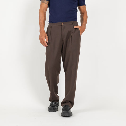 Pantalone palazzo con molla sul retro - Marrone