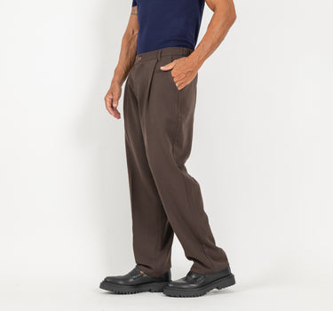 Pantalone palazzo con molla sul retro - Marrone
