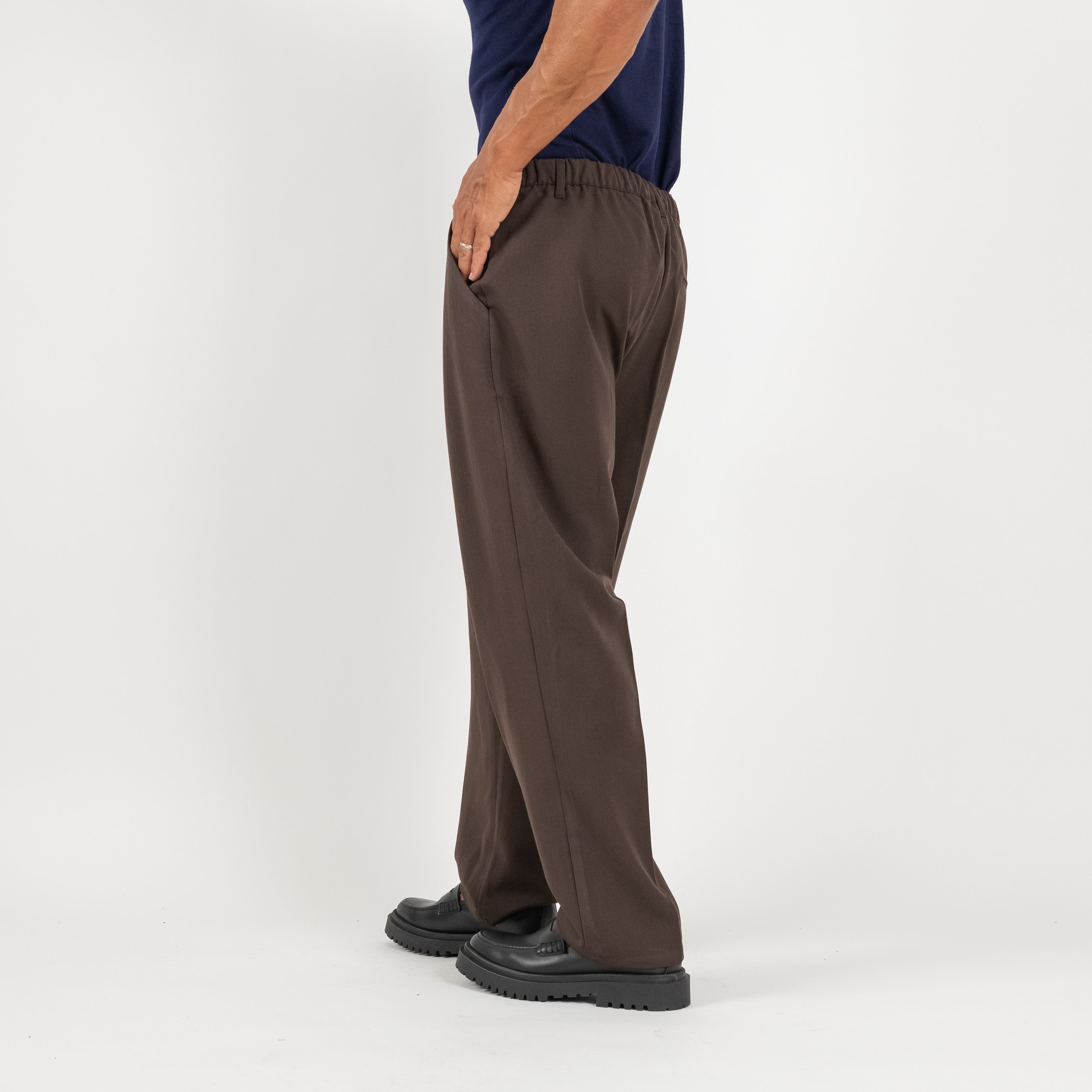 Pantalone palazzo con molla sul retro - Marrone