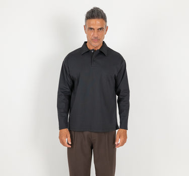 Polo oversize punto milano - Nero