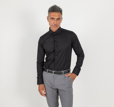 Solid color tailored shirt - Denim blue