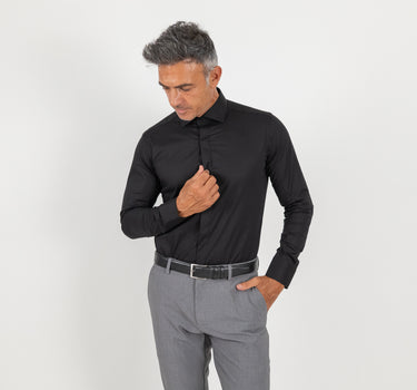 Solid color tailored shirt - Denim blue
