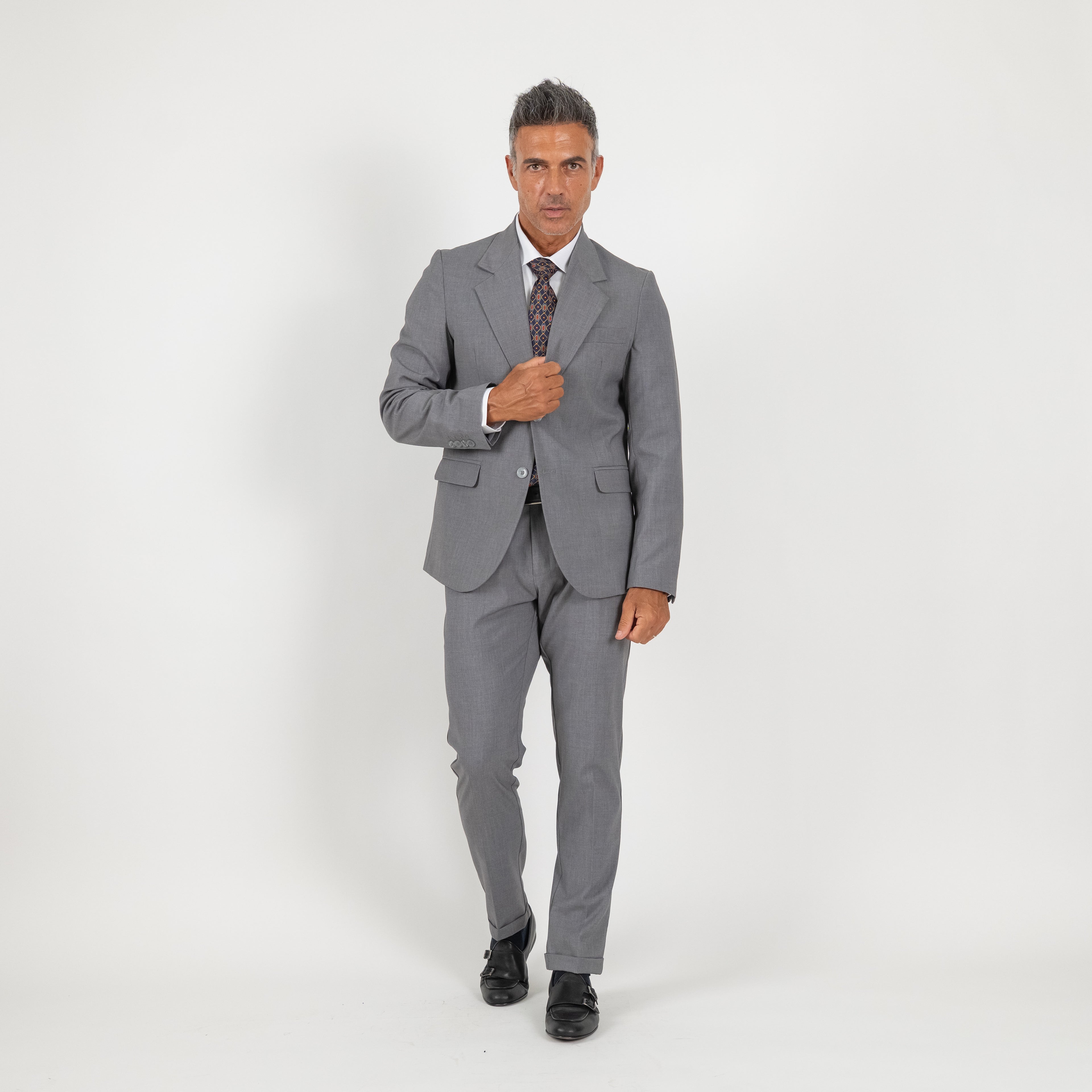 Single-breasted suit with notch lapel - Grey