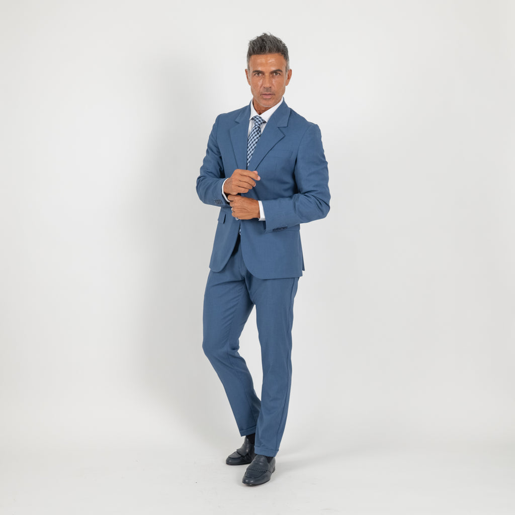 Traje de botonadura sencilla con solapa de muesca - Blue Jeans