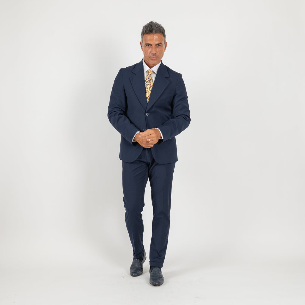 Abito monopetto con rever classico - Blu Notte