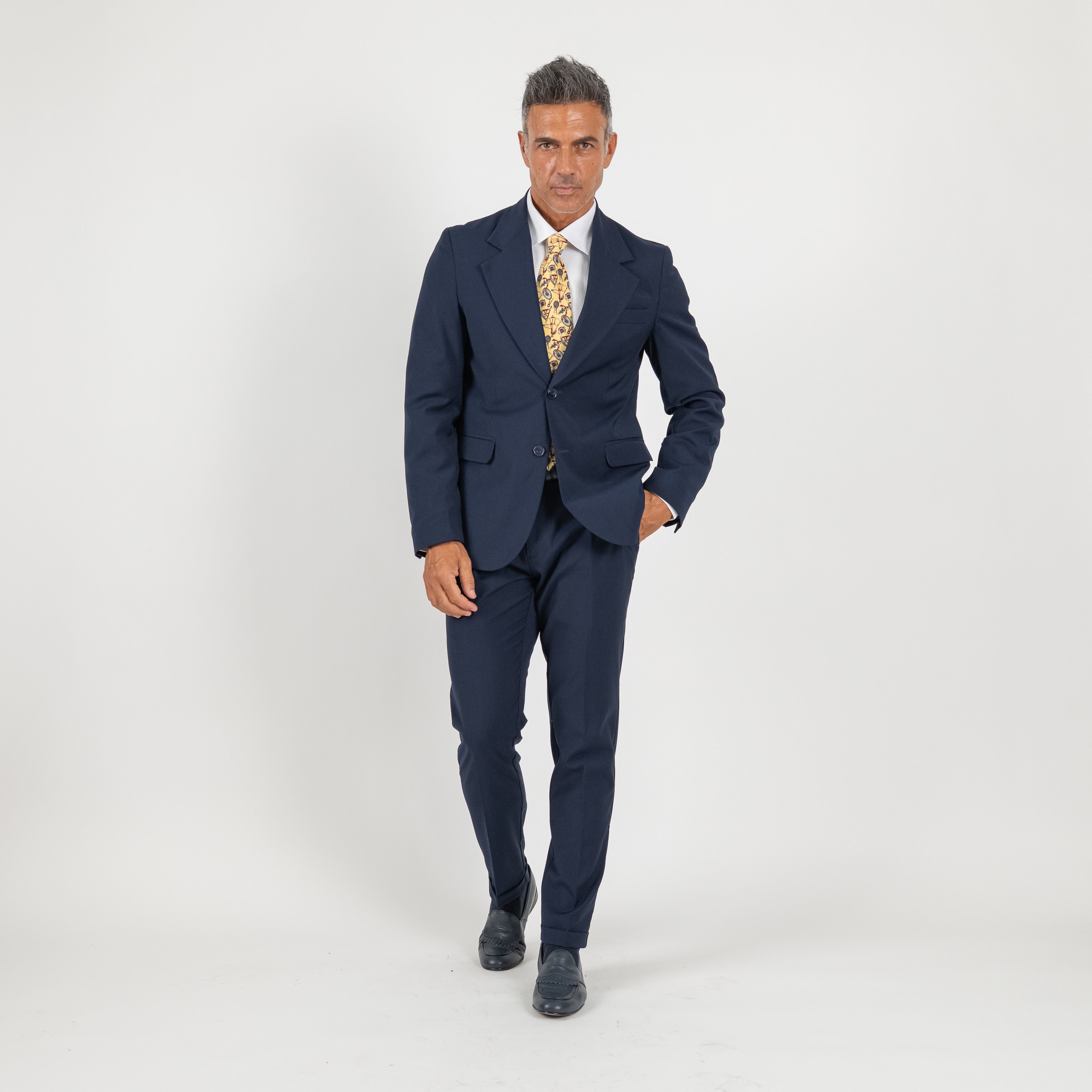 Abito monopetto con rever classico - Blu Notte