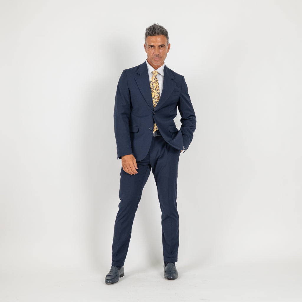 Abito monopetto con rever classico - Blu Notte