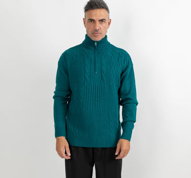 Maglione con trama e mezza zip - Ottanio