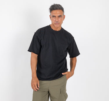 T-shirt manica corta taglio vivo - Nero