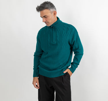 Maglione con trama e mezza zip - Ottanio