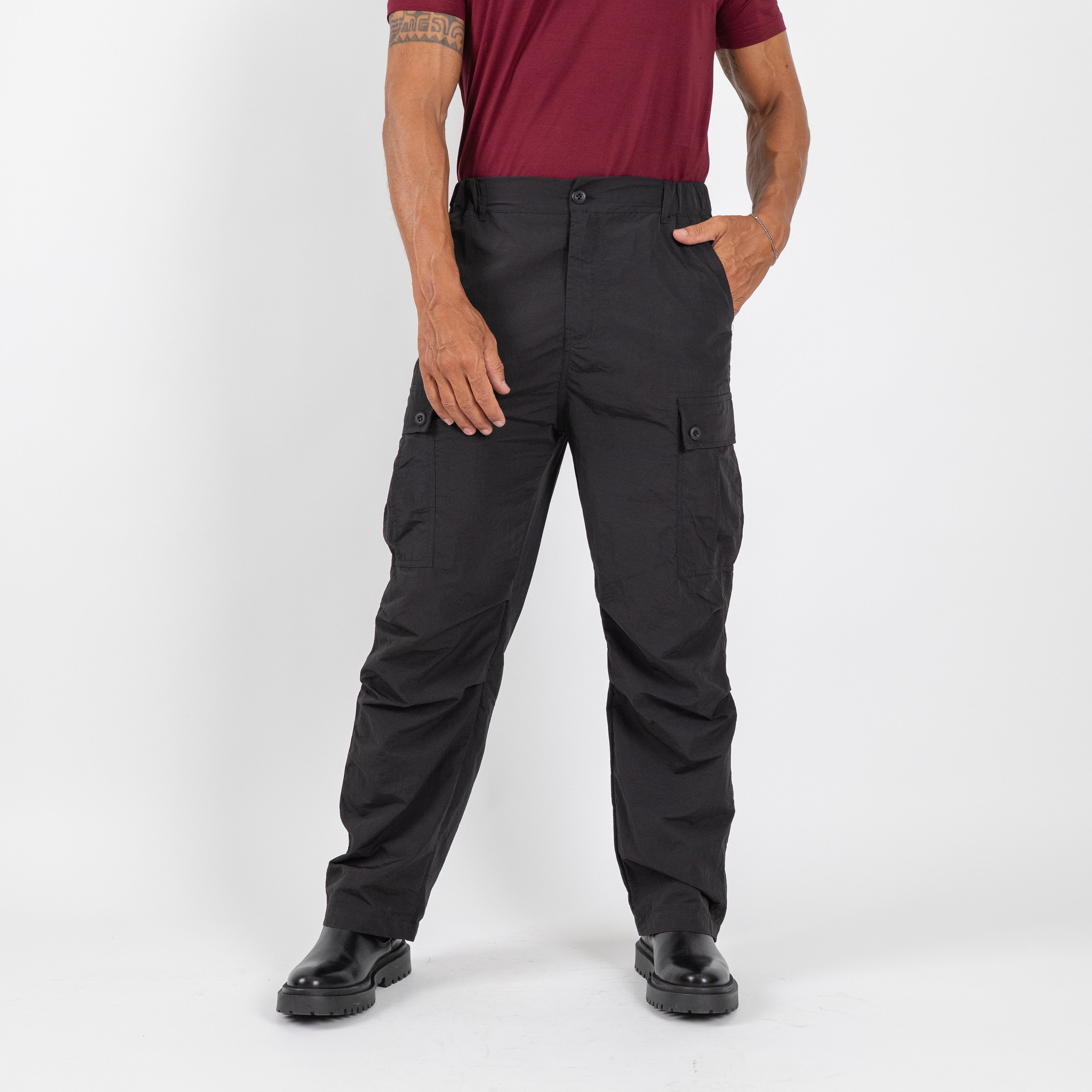 Pantalone cargo drappeggiato - Nero