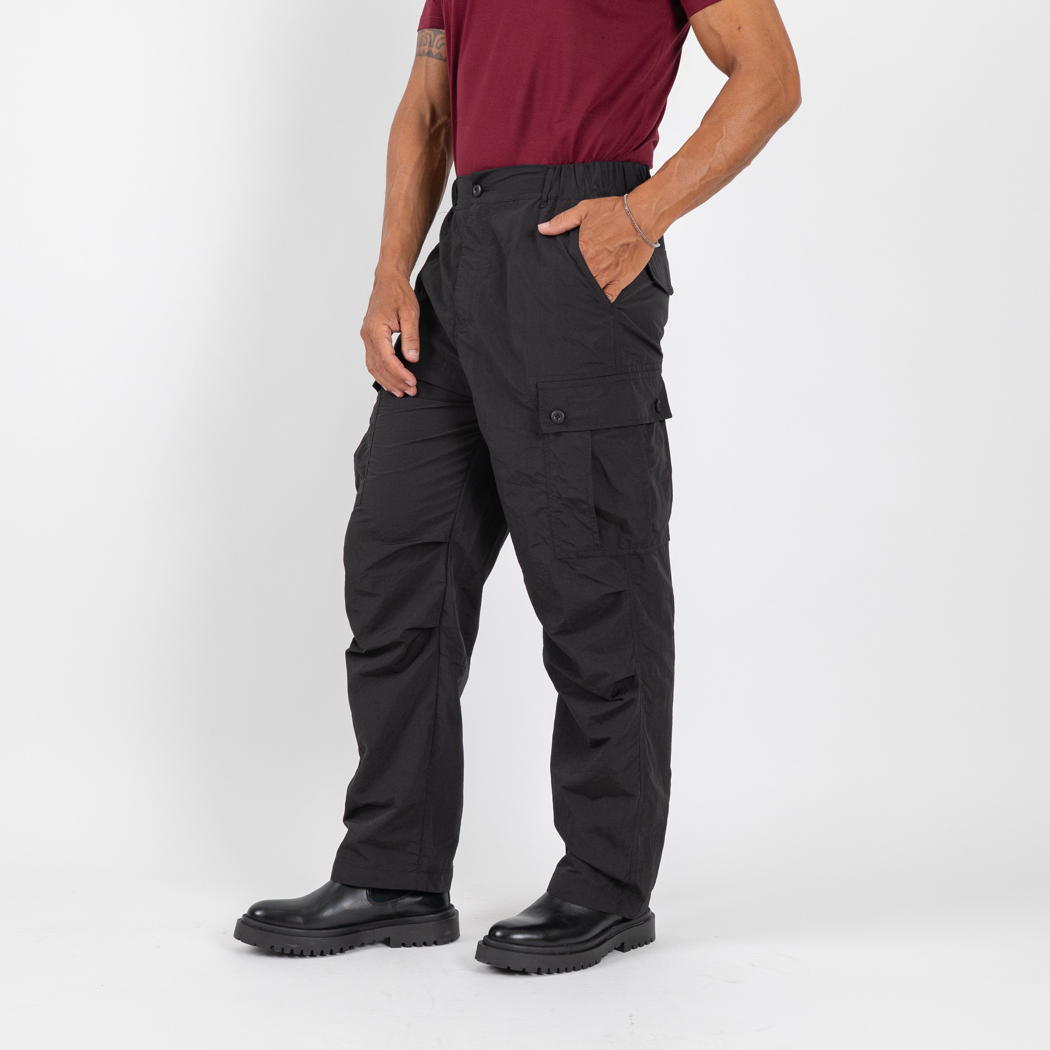 Pantalone cargo drappeggiato - Nero