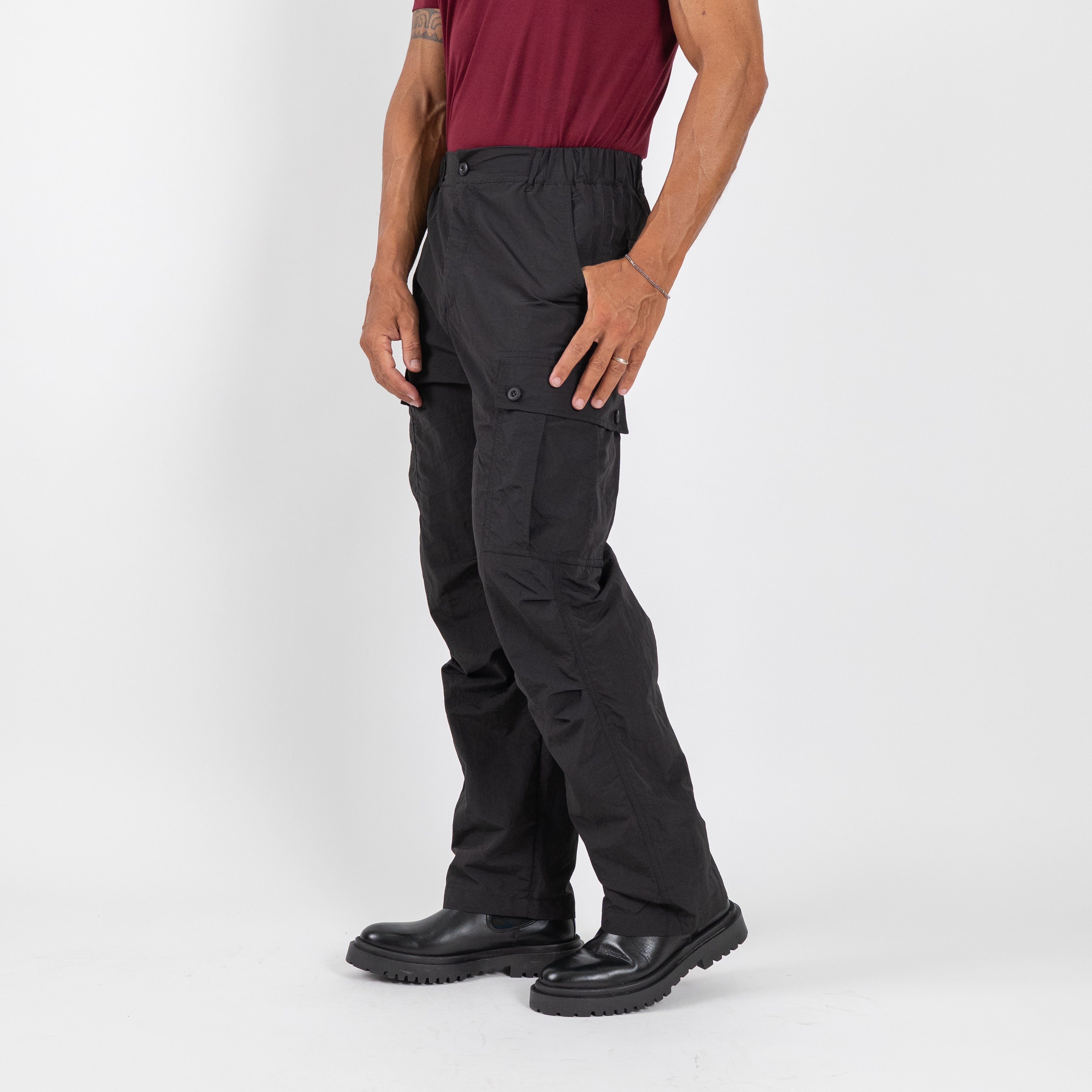 Pantalone cargo drappeggiato - Nero