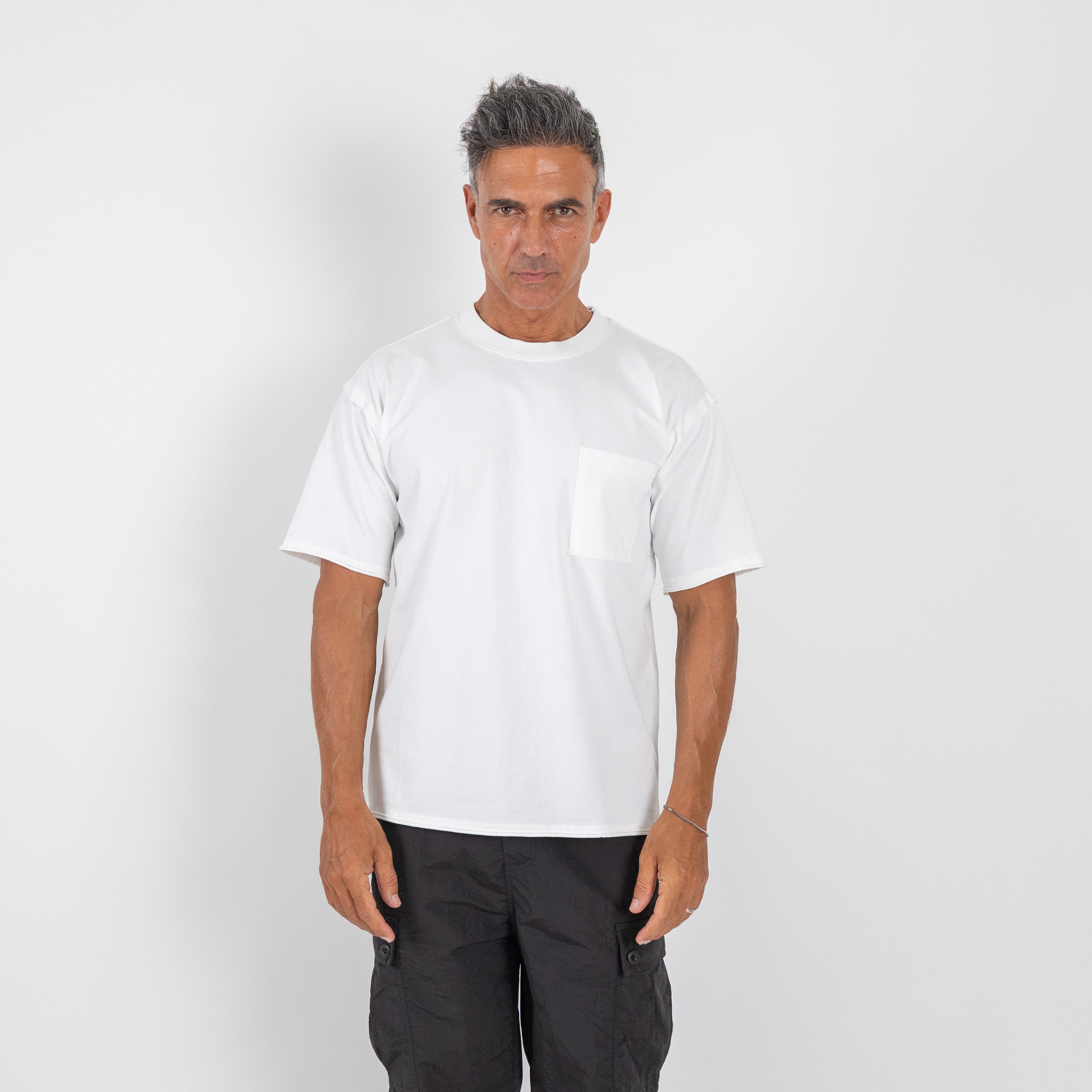 T-shirt manica corta taglio vivo - Bianco