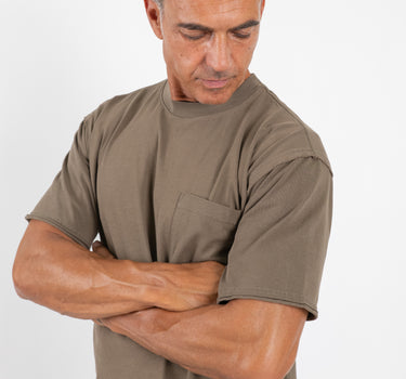 T-shirt manica corta taglio vivo - Verde Militare