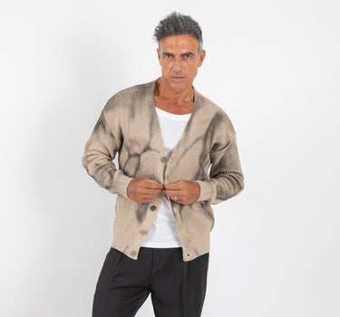 Cardigan effetto tie dye - Beige
