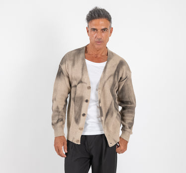Cardigan effetto tie dye - Beige