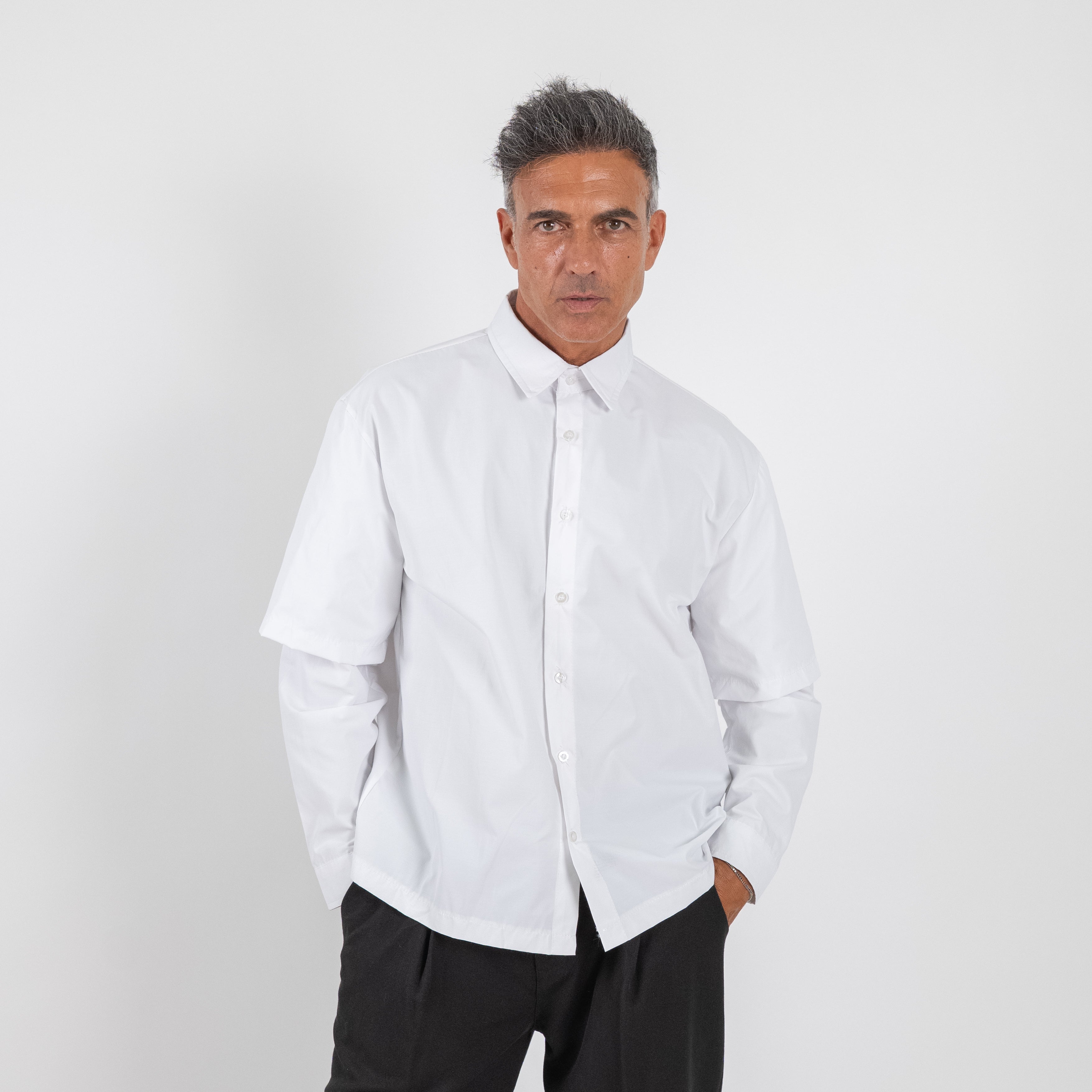 Camisa de viscosa de manga larga - Negro