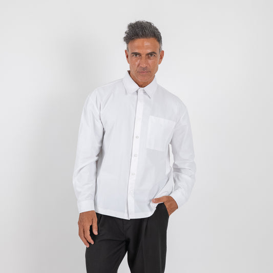 Camicia oversize con taschino - Bianco