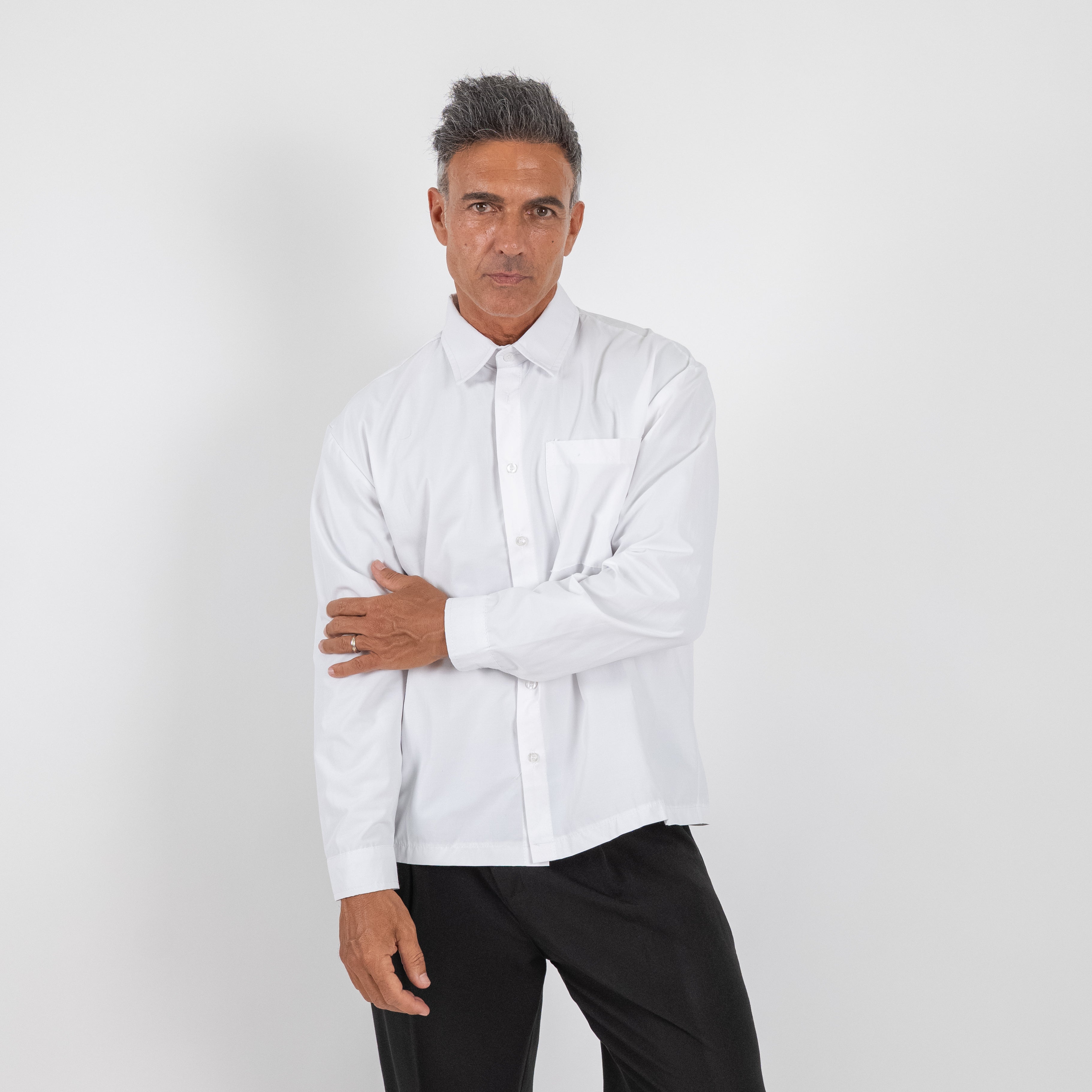 Camisa de viscosa de manga larga - Negro