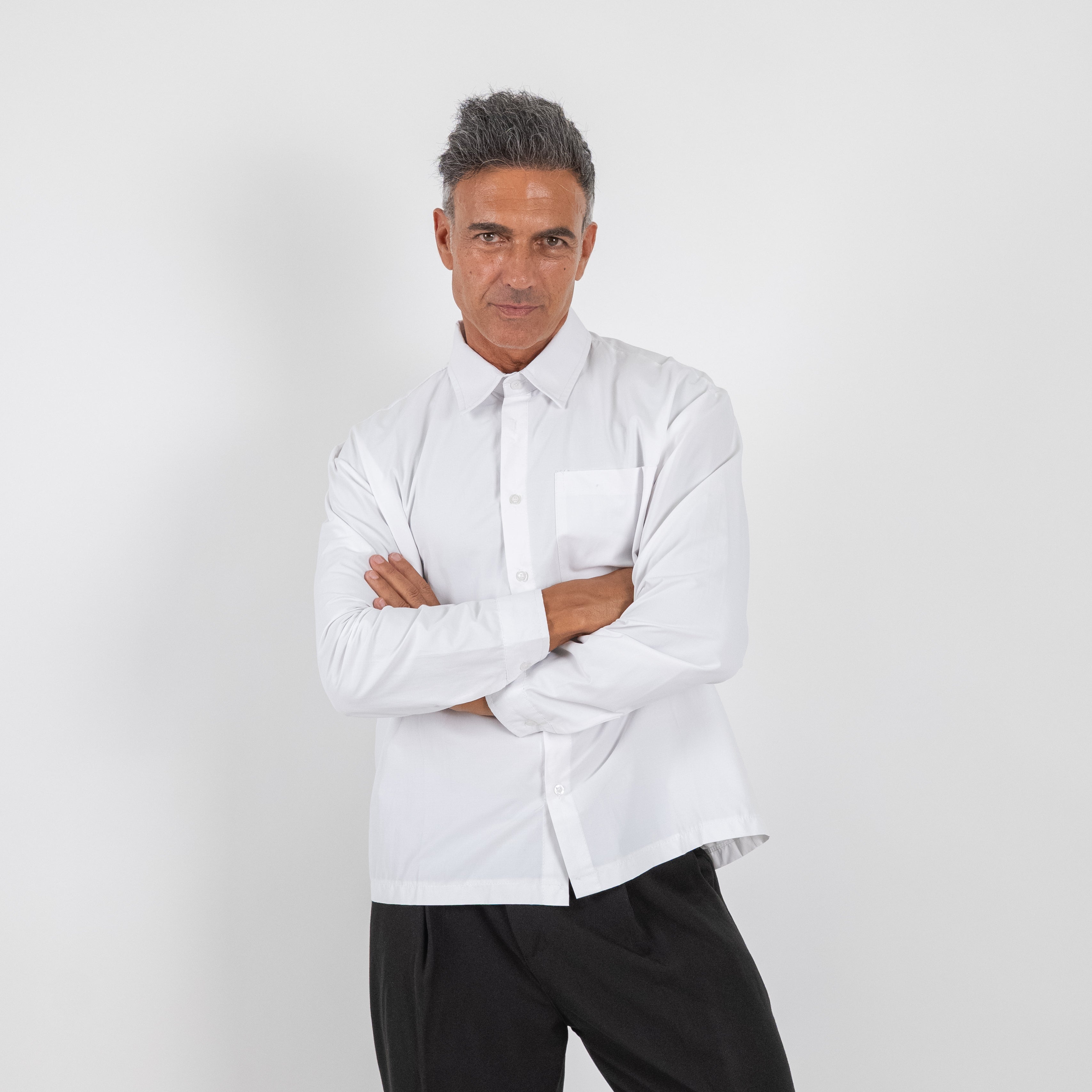 Camisa de viscosa de manga larga - Negro