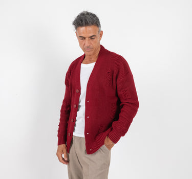 Cardigan con strappi - Rosso