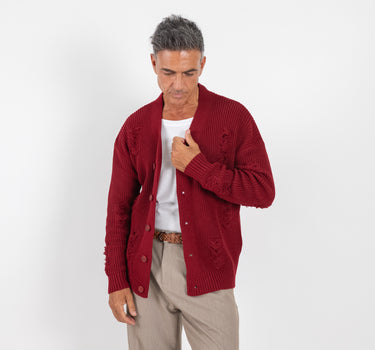 Cardigan con strappi - Rosso