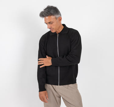 Polo con zip - Nero
