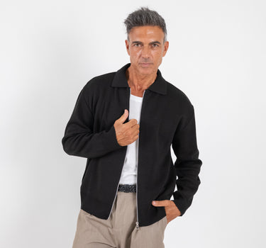 Polo con zip - Nero