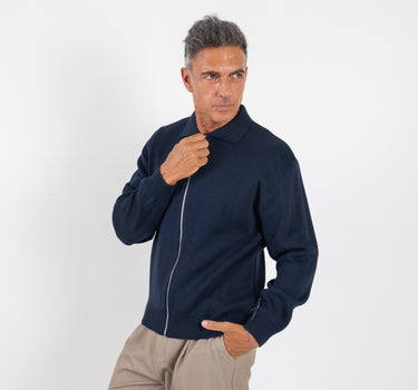 Polo con zip - Blu