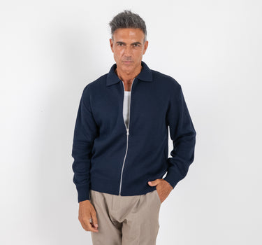 Polo con zip - Blu