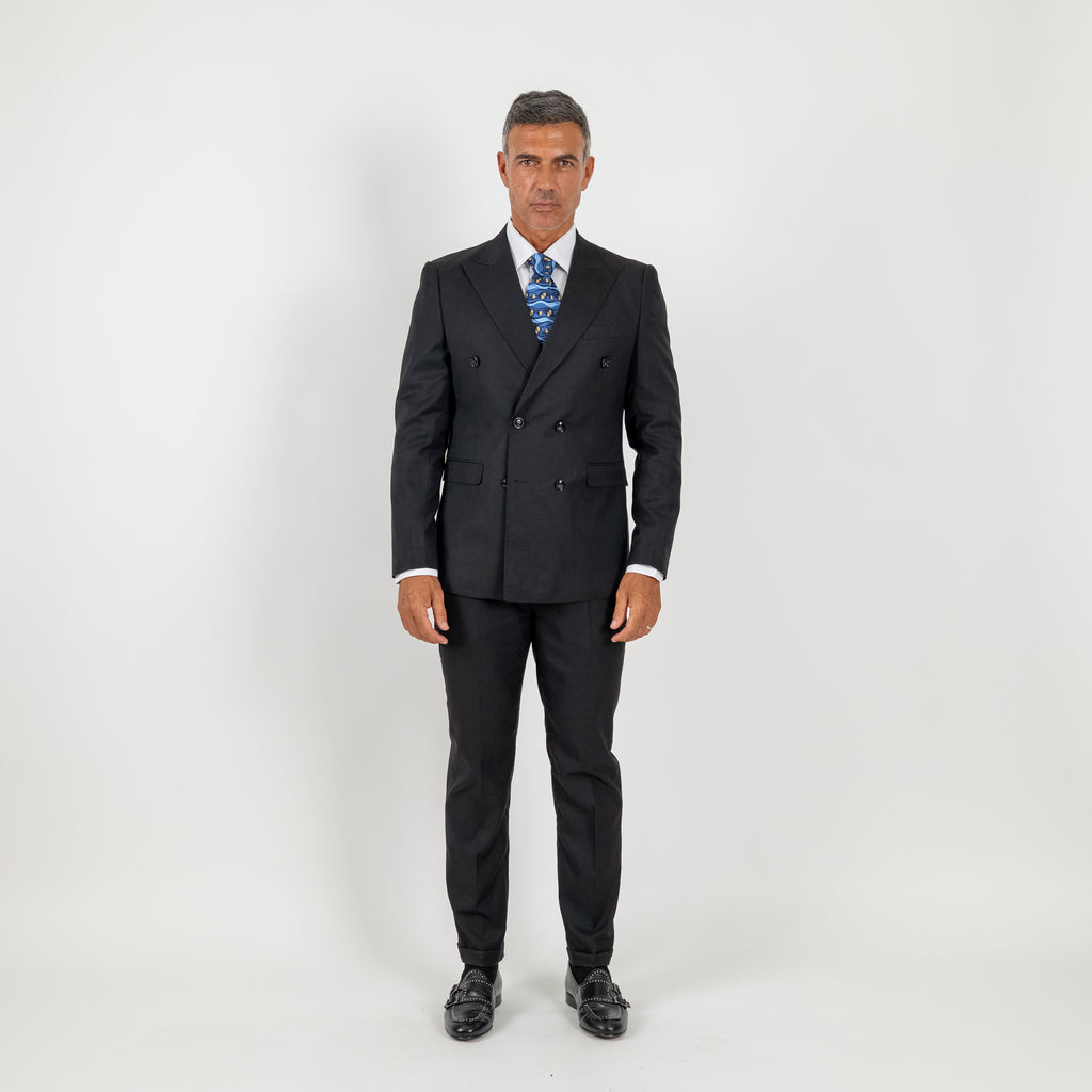 Abito Doppio Petto Melange - Nero