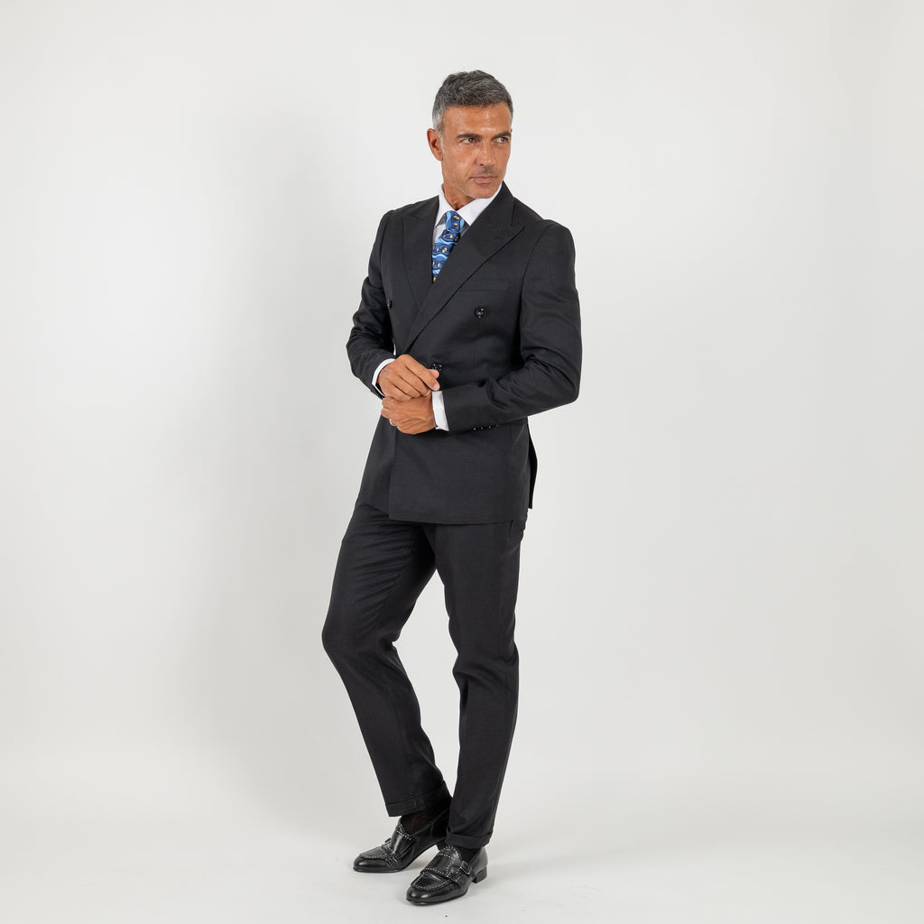 Abito Doppio Petto Melange - Nero