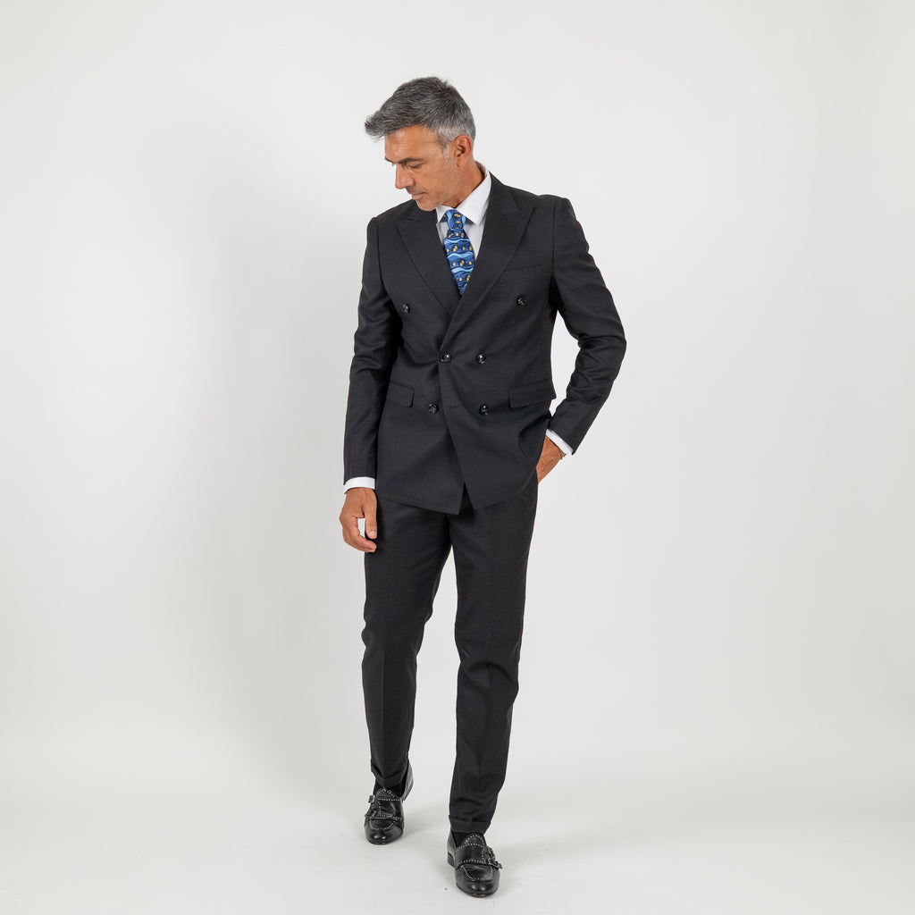 Abito Doppio Petto Melange - Nero