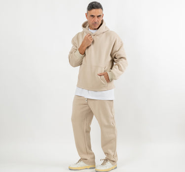 Tuta con felpa e pantalone palazzo - Beige