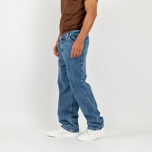 Jeans con cuciture a contrasto - Blu mid stone wash
