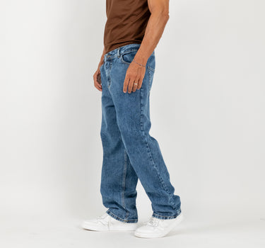 Jeans con cuciture a contrasto - Blu mid stone wash