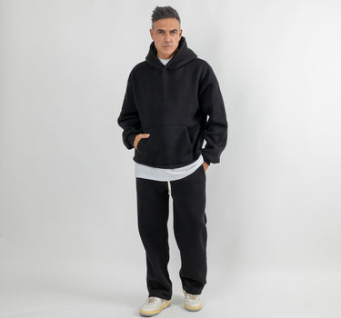 Tuta con felpa e pantalone palazzo - Nero