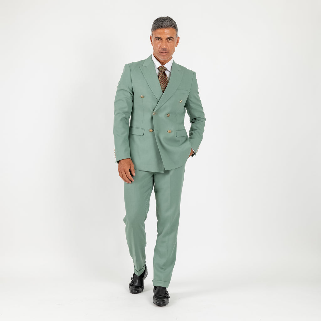 Traje cruzado con botones dorados - Azul royal